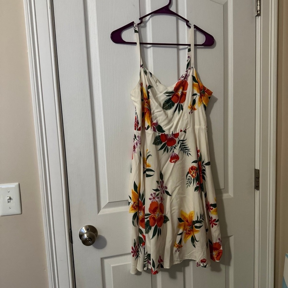 Old Navy Mini White Summer Dress with Colorful Floral Print